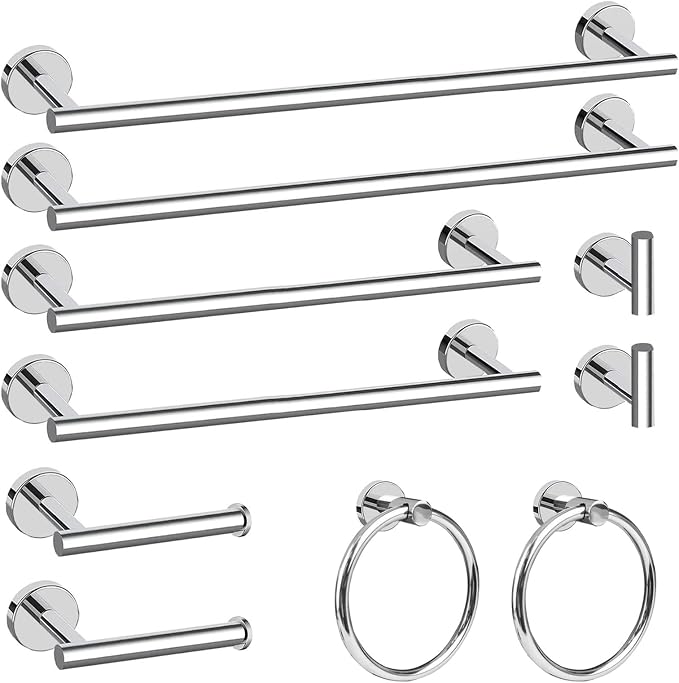 Cilee 10 Piece Chrome Bathroom Hardware Set, 2 Pack 5 Piece Bathroom by Cilee