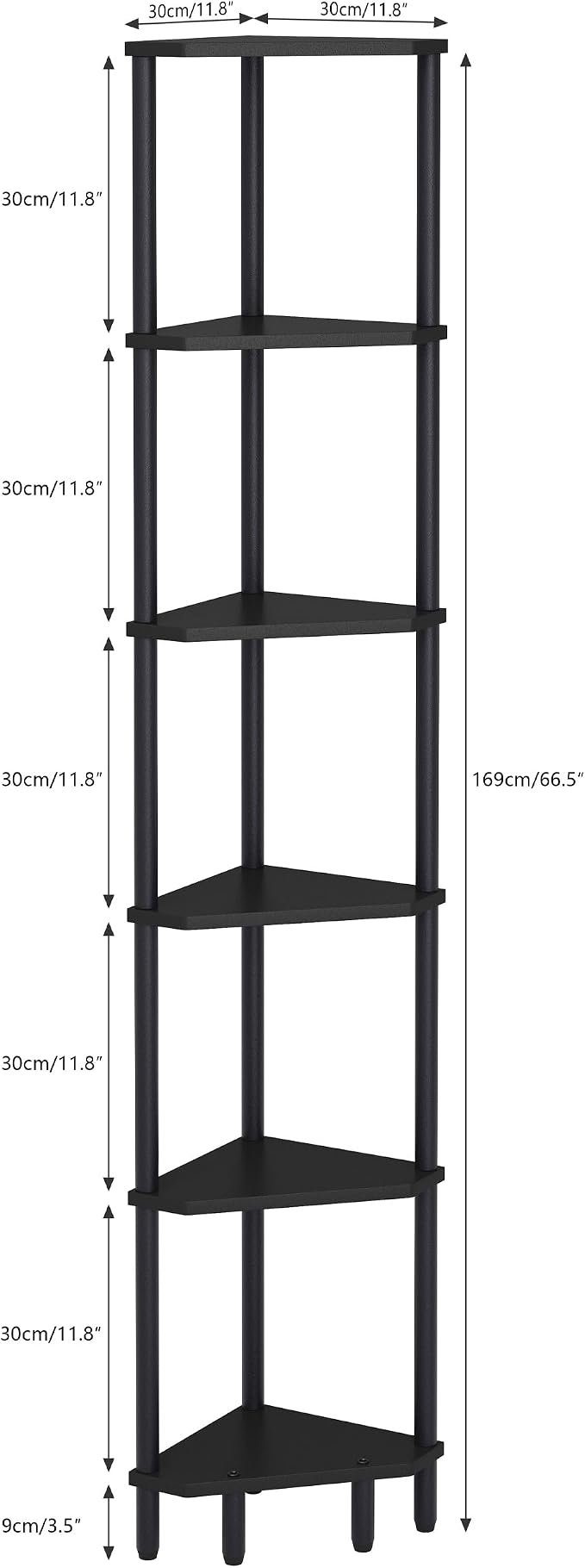 6 Tier Corner Shelf, 66.5'' Tall Standing Shelf, Narrow Display Shelf Stand - Image 2