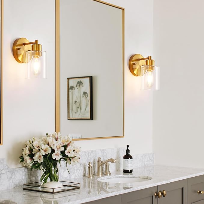 1-Light Wall Sconce Gold, Vanity Light, Wall Mount Bathroom Mirror Fixtures - Image 8