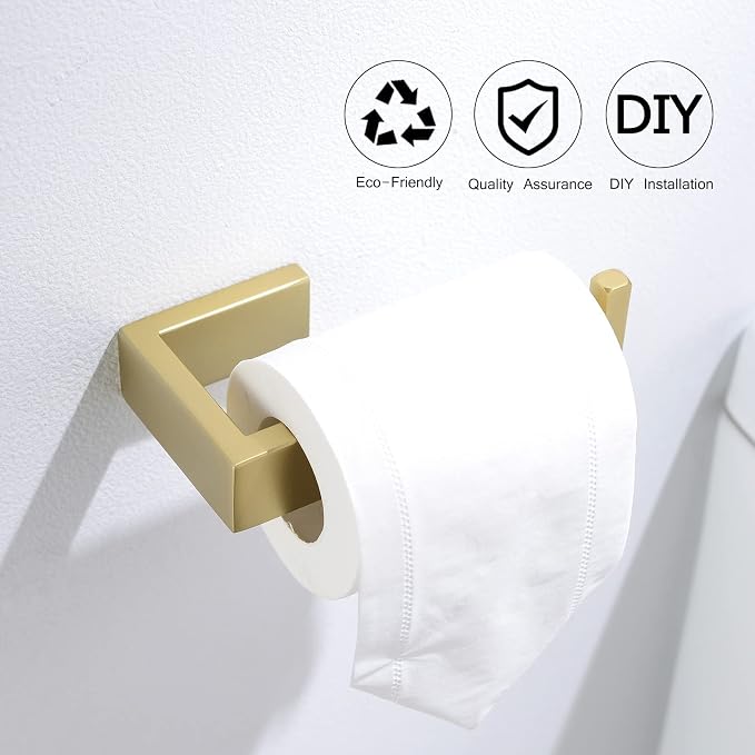 Gold Towel Bar Set 4 Pieces Bathroom Hardware Set Wall Mounted Stainless Steel - Image 4