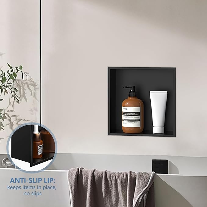 Homevacious 12“ x 12" x 4" Stainless Steel Shower Niche No Tile Needed Matte - Image 6