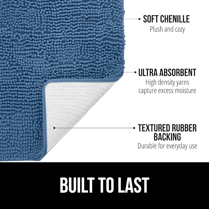 GORILLA GRIP Bath Rug Mat 30x20, Thick Soft Absorbent Chenille, Quick Dry - Image 2