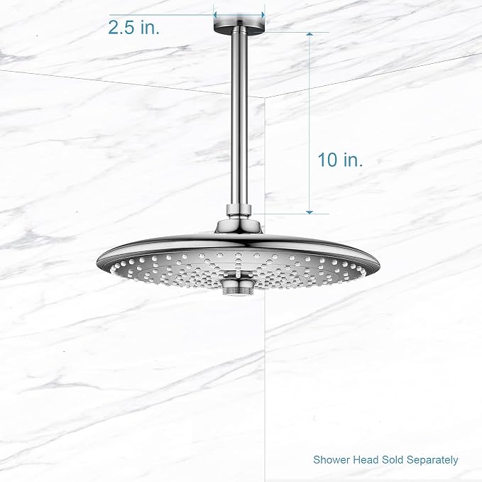 OFFO Shower Arm with Flange, 10 in Ceiling Mount Replacement Rain Shower Head - Image 5