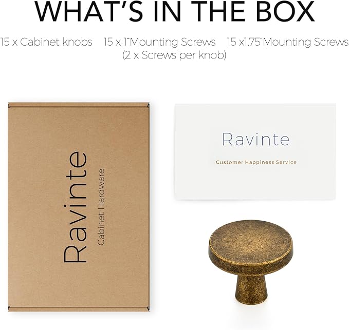Ravinte 15 Pack Drawer Pulls 1-1/4 Inch Kitchen Cabinet Knobs Solid Round - Image 7
