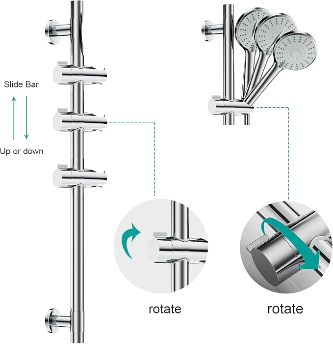 Shower Slide Bar Handheld Shower Head - Image 3