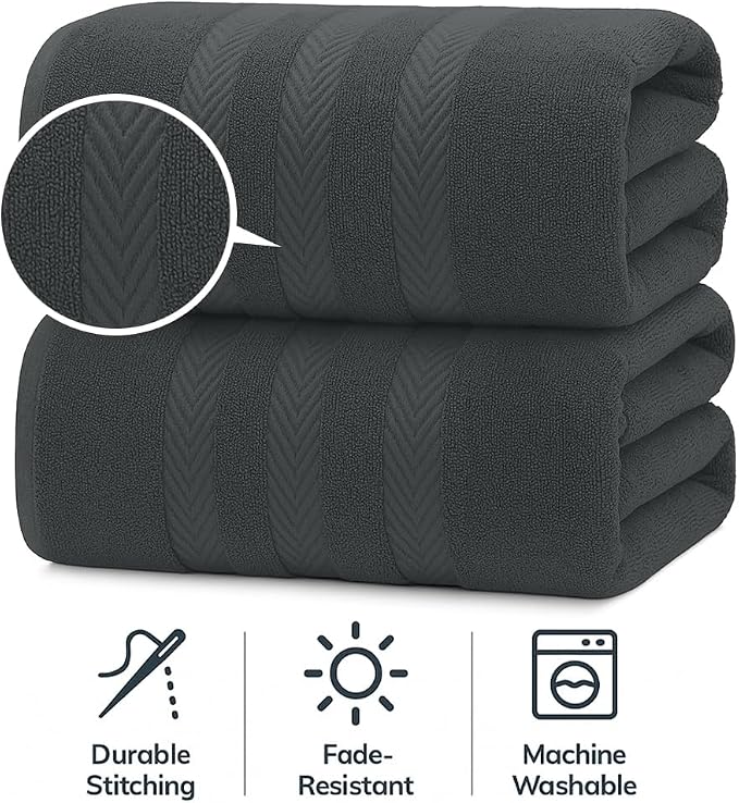 RIVERSIDE Pack of 2 Extra Large Bath Sheets 35 x 70 Inches - Image 3
