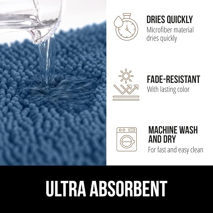 GORILLA GRIP Bath Rug Mat 60x24, Thick Soft Absorbent Chenille, Quick Dry - Image 4