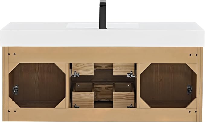 48 Inch Floating Sink Bathroom Vanity Wall Mount Single Vanities Overflow - Image 9
