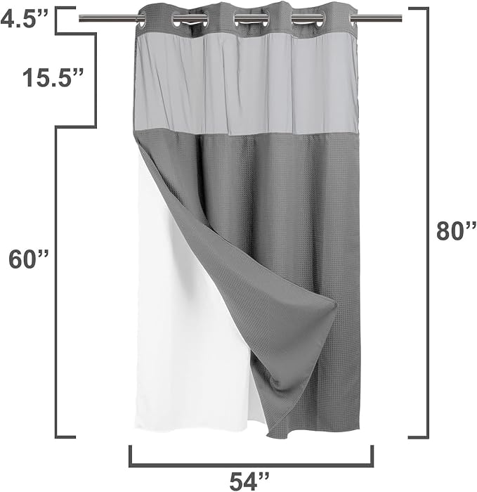 River Dream Heavyweight No Hooks Required Dotted Waffle Weave Shower Curtain - Image 8