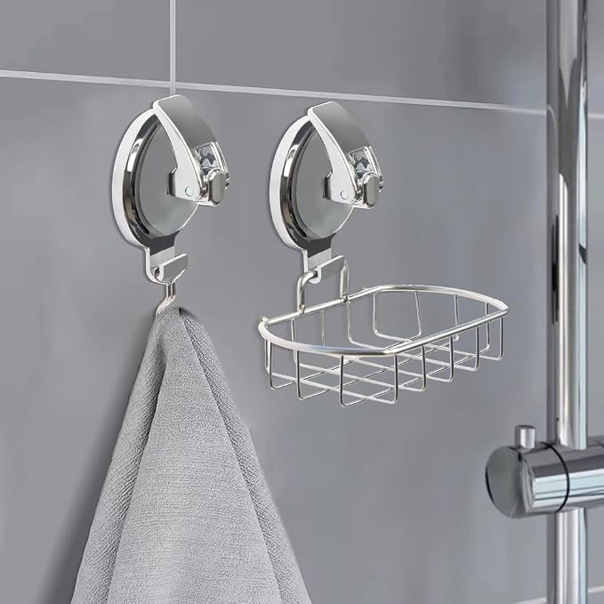 Heavy Duty Vacuum Shower Hooks, Glass Suction Cup Bathroom Robe Hooks - Image 2