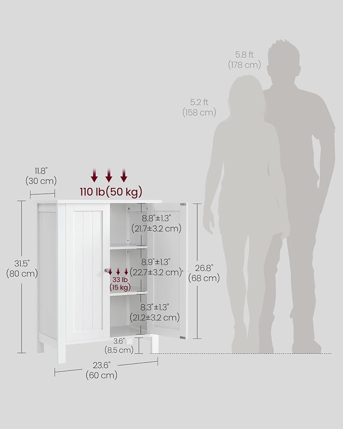 VASAGLE Floor Storage Cabinet, Freestanding Storage Unit - Image 3