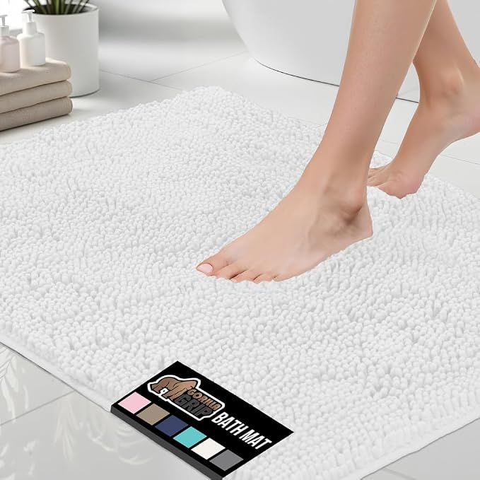 GORILLA GRIP Bath Rug Mat 48x24, Thick Soft Absorbent Chenille, Quick Dry by GorillaGrip