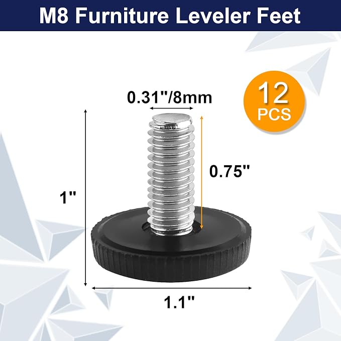 M8 Thread Levelers, Screw in Leveling Feet - Image 2