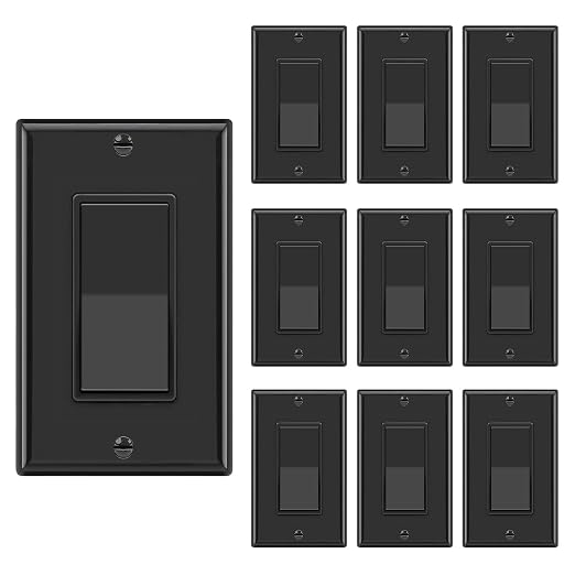 BESTTEN 10 Pack Single Pole Decorator Wall Light Switch by BESTTEN