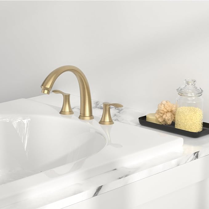Lava Odoro Brushed Gold Roman Tub Faucet, 2 Handle Bathtub Faucet - Image 9