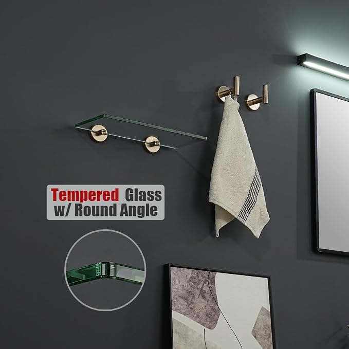 JQK Bathroom Glass Shelf, Tempered Glass Shower Storage 12 by 5 inches - Image 6