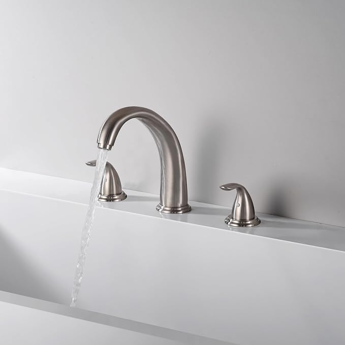 SUMERAIN Classic Roman Bathtub Faucet Brushed Nickel Tub Faucet 3 Hole 2 Handle - Image 2