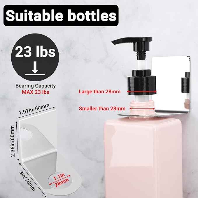 Segbeauty Stainless Soap Bottle Dispenser, 3 Pack Dia 1.1in 2.8cm Drill-Free - Image 3