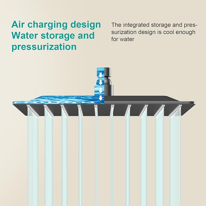 Square Rain Shower Head, High Flow Stainless Steel, Work - Image 5