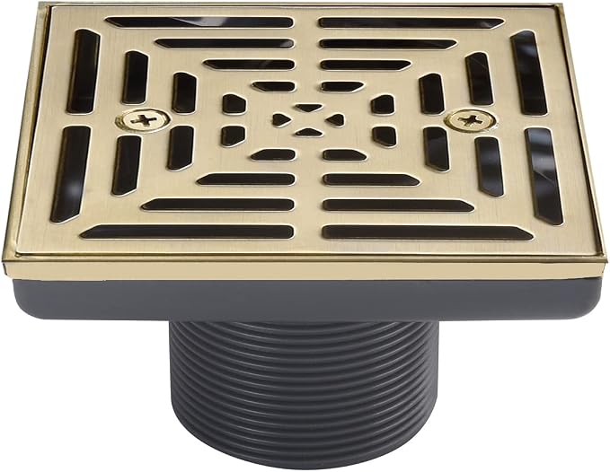 4-1/4 Inch Brushed Gold Shower Drain Square, Base - Image 6