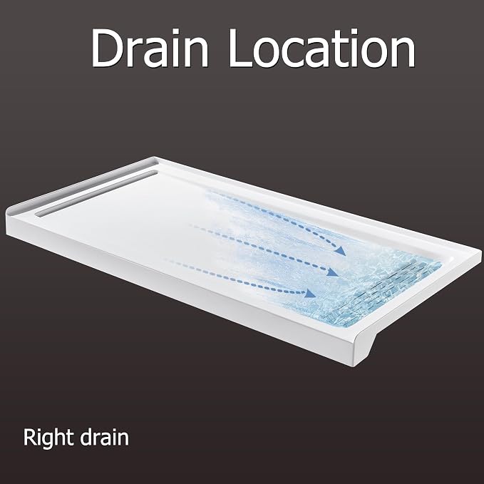 MORVANO Shower Base 60" x 32" Right Drain, Shower Pan Kit - Image 7