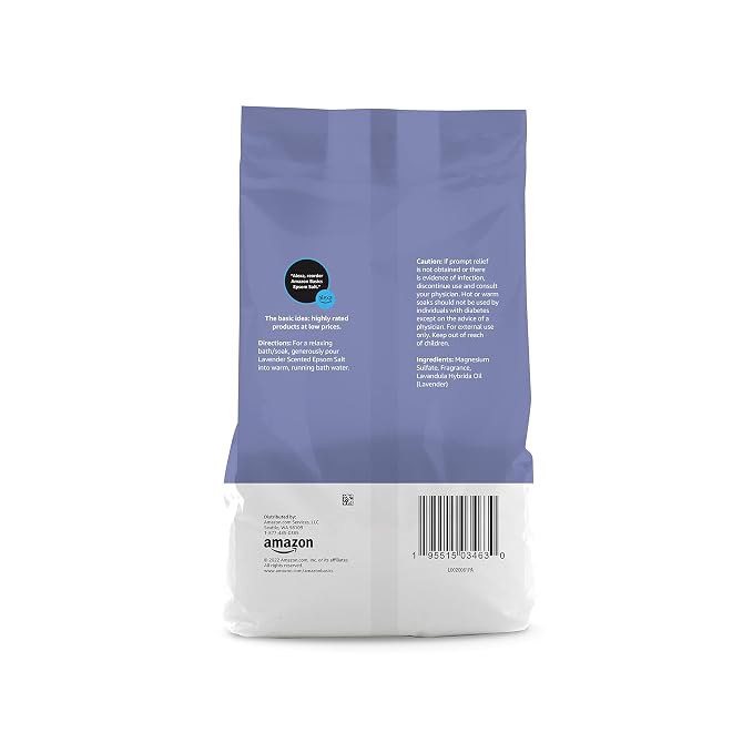 Amazon Basics Epsom Salt Soaking Aid, Lavender Scented, 3 Pound - Image 3
