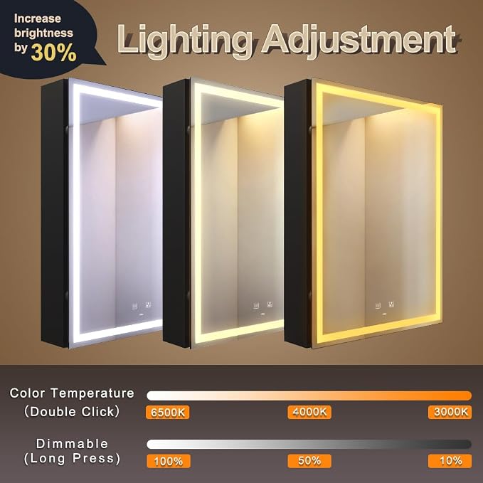 KWW LED Lighted Bathroom Medicine Cabinet - Image 3