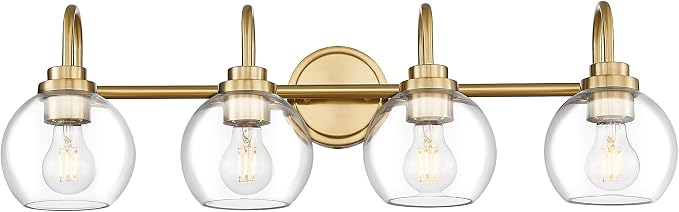 Bathroom Light Fixtures, 4-Light Brushed Gold Vanity Lights by Audickic