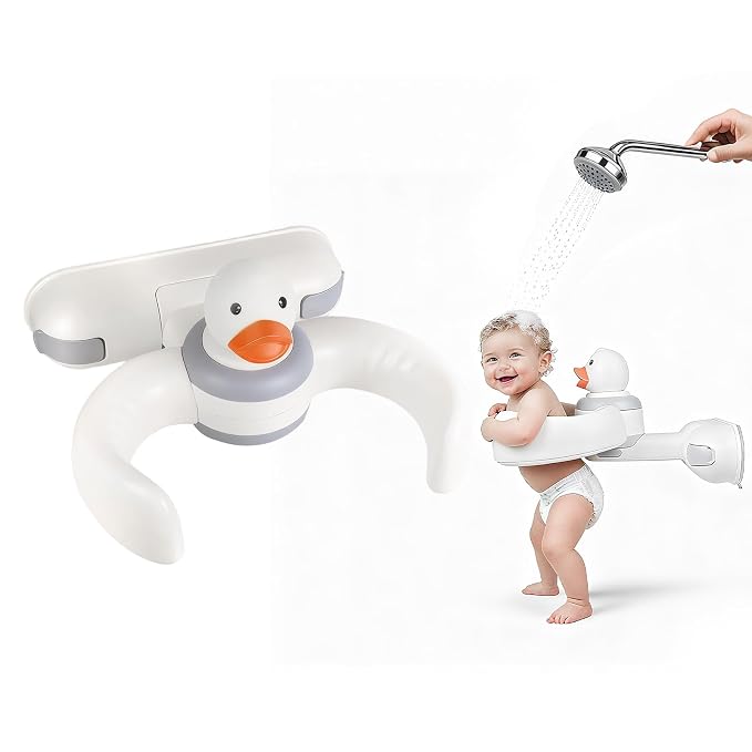 Baby Bath Stand with Pressable Duck Toy, No-Drill Interactive Bath Support with by GrnPeak