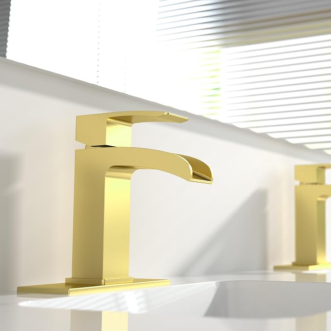 Brushed Gold Bathroom Faucet Waterfall Vanity Faucet - Image 2