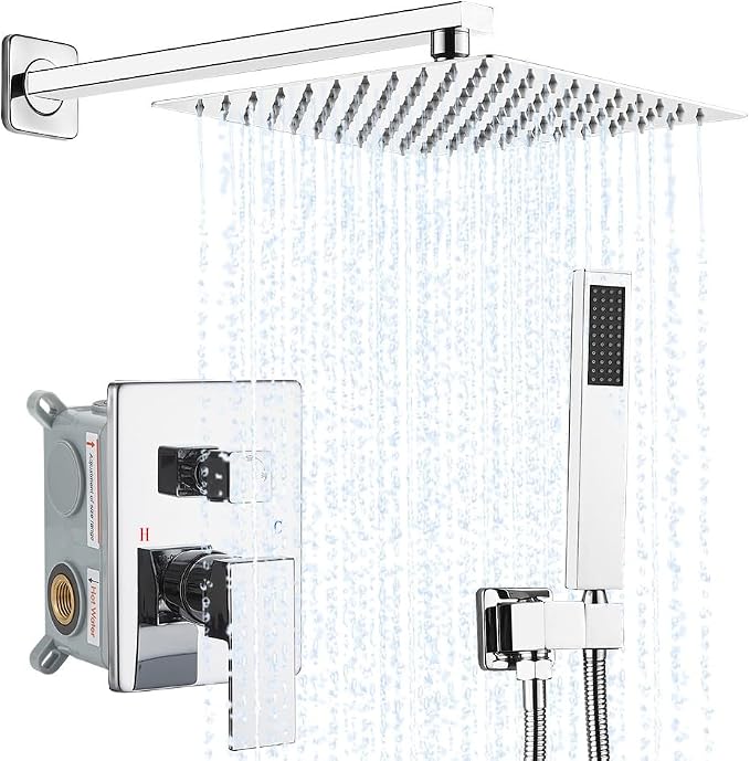 Chrome Shower System YCAIKOI Wall Mount Shower Faucet Set by YCAIKOI