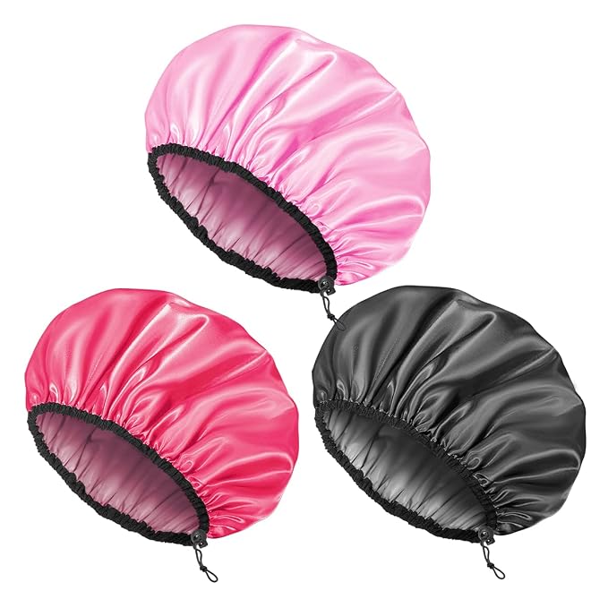 Auban Shower Cap for Women, Adjustable Reusable, Extra Large, Double-Layer by Auban