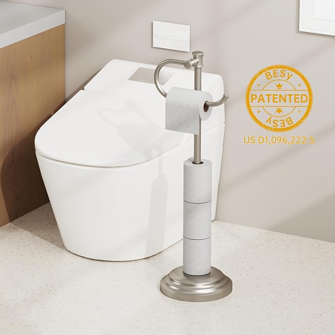 BESy Toilet Paper Holder Stand SUS 304 Free Standing Bathroom Tissue Holder - Image 2
