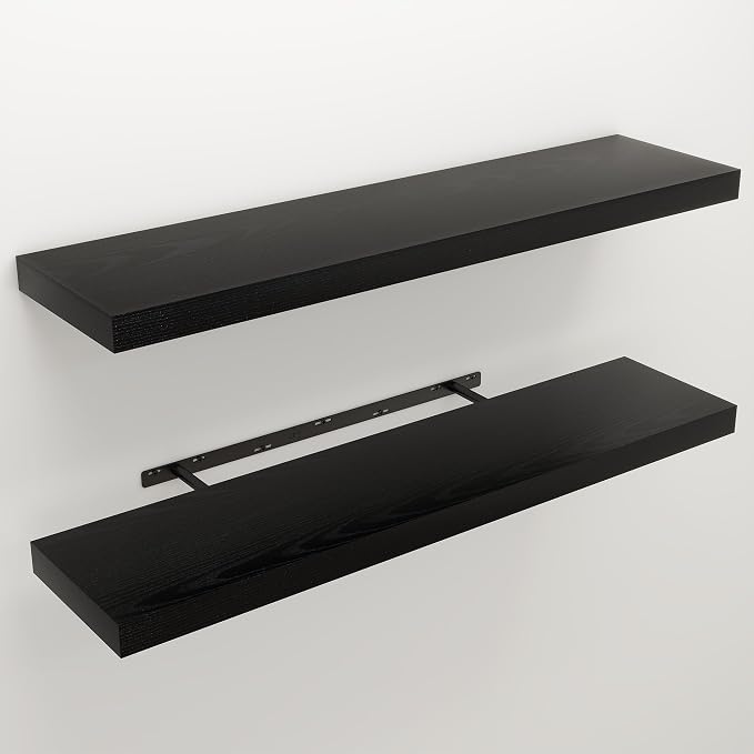 Floating Shelves for Wall, 9.3" Deep Wall Mounted Wood Shelves for Bathroom - Image 3
