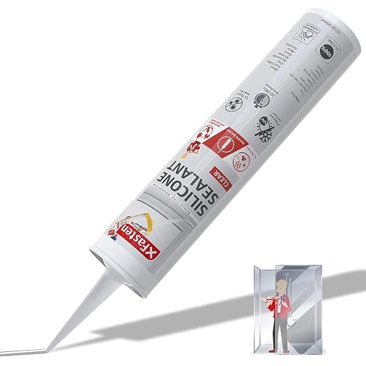 XFasten Clear Silicone Caulk Neutral Cure 10.1 oz – 100% Waterproof Silicone by XFasten