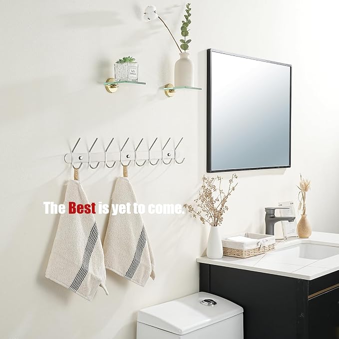 JQK Small Floating Glass Shelves Gold, 4 Inch Display Ledges - Image 4