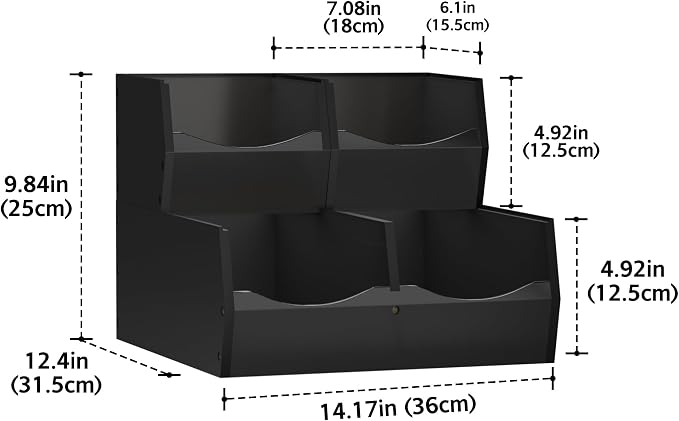 3 Set Bamboo Pantry Organizers and Storage, Open Front Vegetable Fruit - Image 4