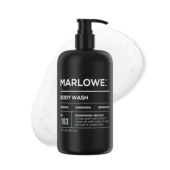 MARLOWE. No. 103 Body Wash 15 oz Pump, Cedarwood + Sea Salt, Energizing & by MARLOWE