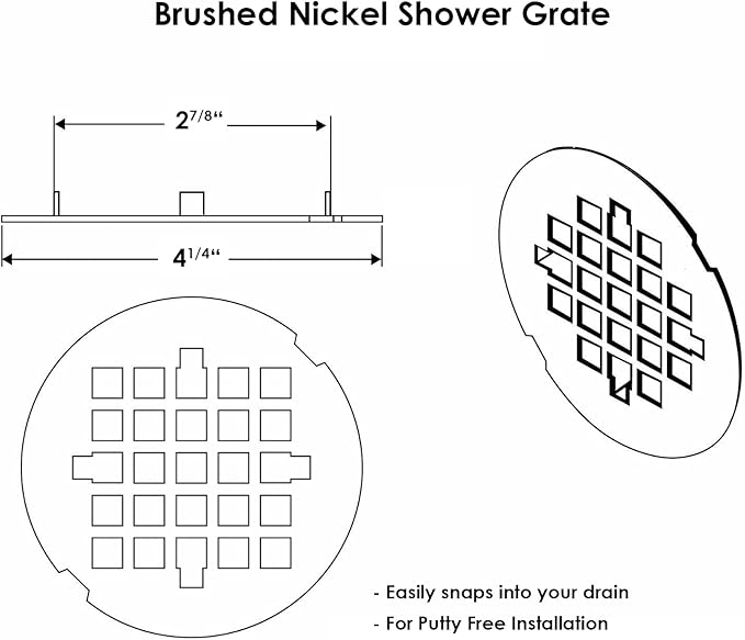 4 ¼” Brushed Nickel Snap-in Shower Drain Cover - Image 3