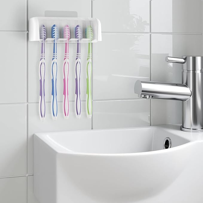 2 Pack 5 Slots Wall Mount Toothbrush Holder - Image 5