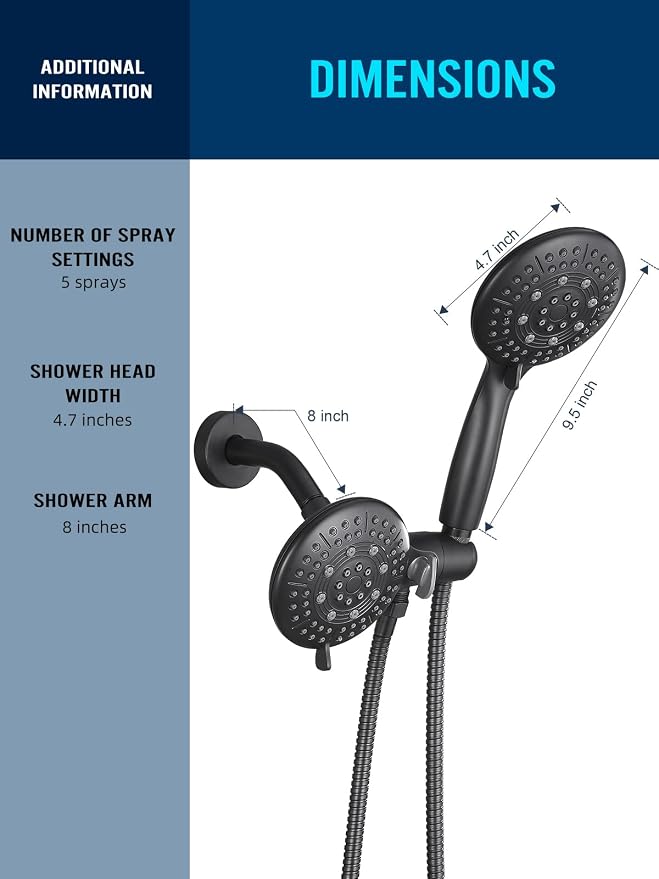 Cobbe Dual Handheld Shower Head Combo, Powerful Water-Saving Shower System 2 in - Image 7