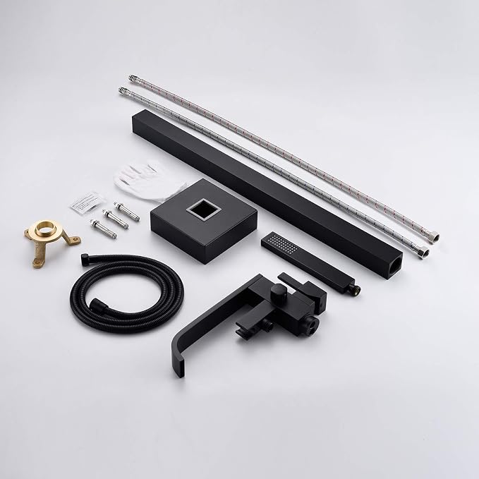 Freestanding Bathtub Faucet Tub Filler Black Floor Mount Bathroom Faucets Brass - Image 7