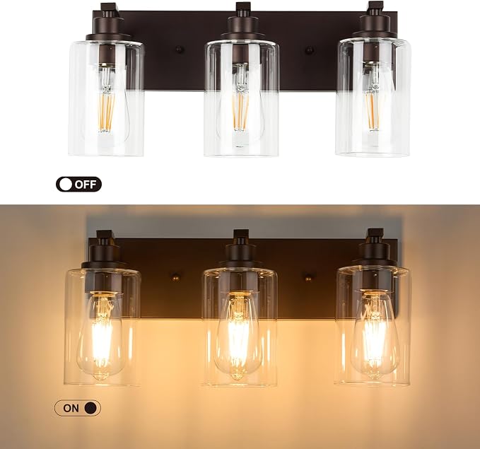 3-Light Bathroom Light Fixtures Modern ORB Vanity Lights - Image 3