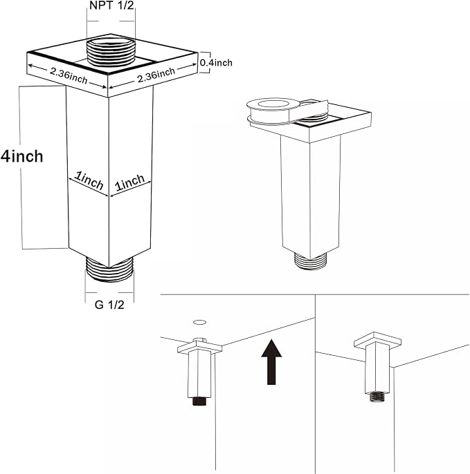 Brushed Nickel Short Shower Arm - Image 5