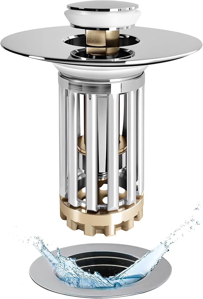 Bathroom Sink Drain Strainer, 3 in 1 Pop Up Bathroom Sink Stopper by Anlige
