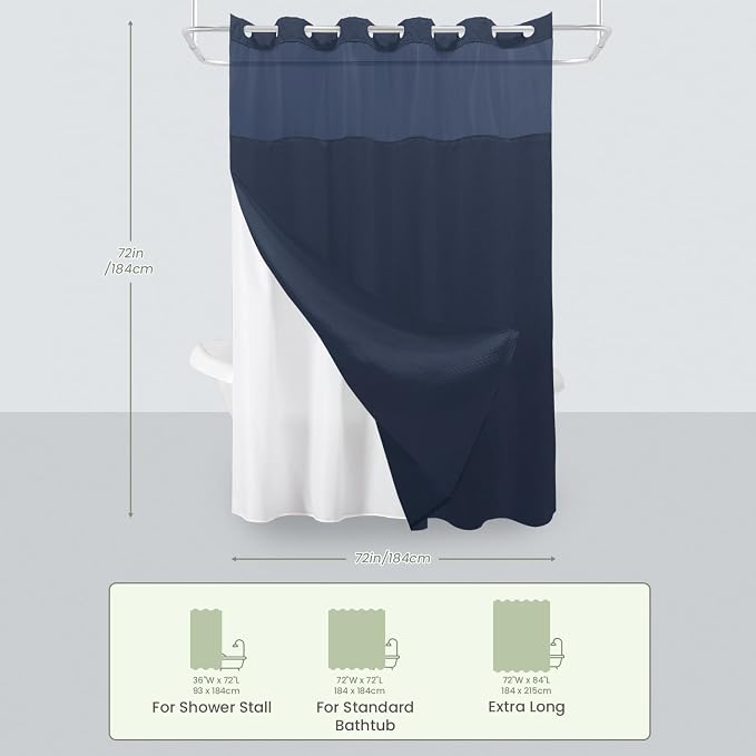Inhousolu No Hook Shower Curtain - Image 7