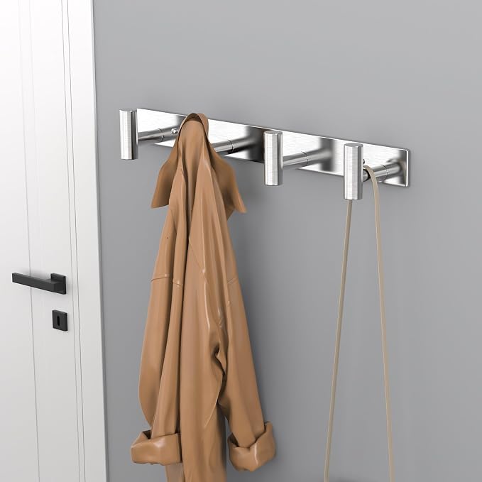 HUFEEOH T-Shaped Stainless Steel Coat Rack Wall Mount - Image 3