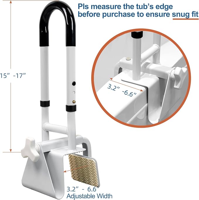 Adjustable Bathtub Grab Bars for Seniors, Bath Safety Grab Bar - Image 2