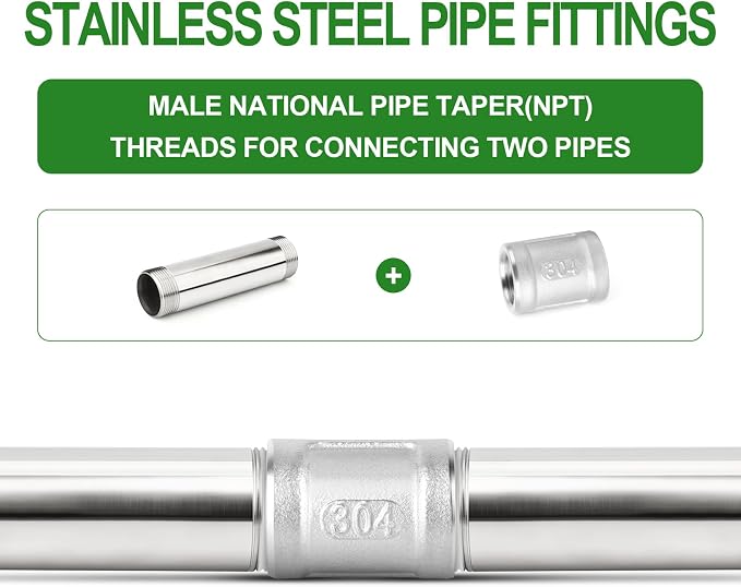 TAISHER 2PCS Stainless Steel Pipe Fittings, 1-1/2" NPT Male x 1-1/2" NPT Male - Image 7