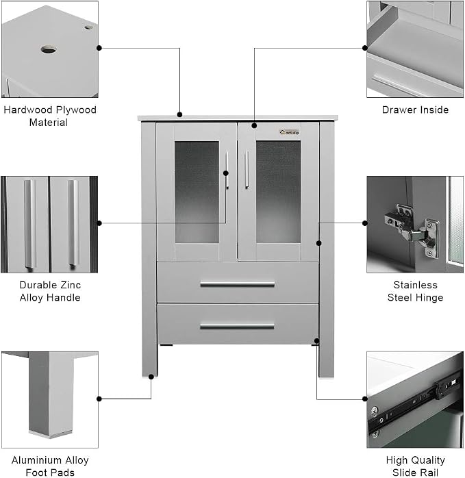 eclife 48" Modern Bathroom Vanity Sink Combo Freestanding Cabinet - Image 3